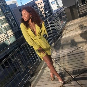 BooHoo Rouched Sleeve Wrap Dress